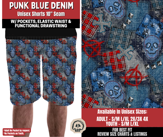 Preorder! Closes 12/22. ETA March. Punk Blue Denim Unisex Shorts