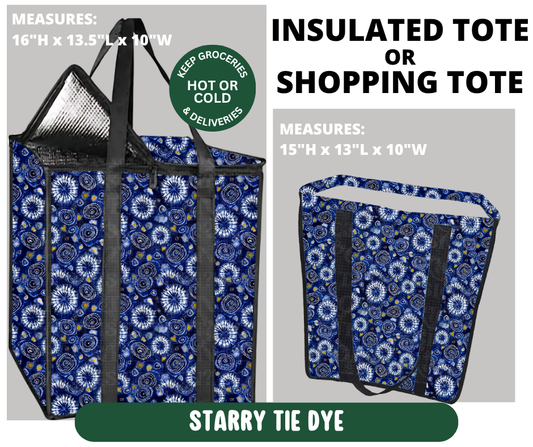Preorder! Closes 10/7. ETA Jan. Starry Tie Dye Shopping & Insulated Tote