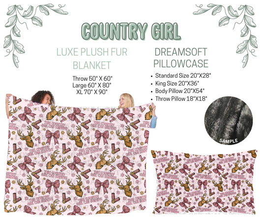 Preorder! Closes 10/9. ETA Dec. Country Girl Luxe Plush Fur Blanket and/or DreamSoft Pillowcase