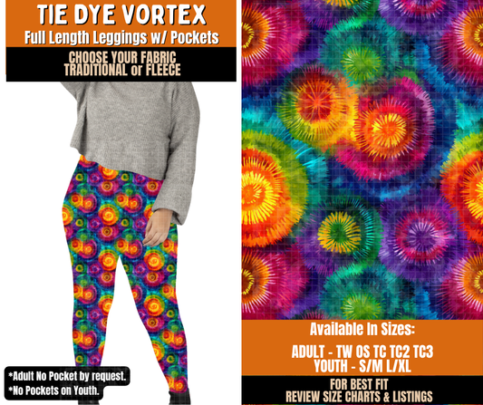 Preorder! Closes 11/2. ETA Feb. Tie Dye Vortex Leggings Choose Fleece or Traditional