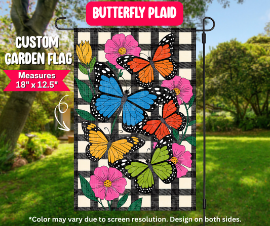 Preorder! Closes 12/25. ETA March. Butterfly Plaid Garden Flag