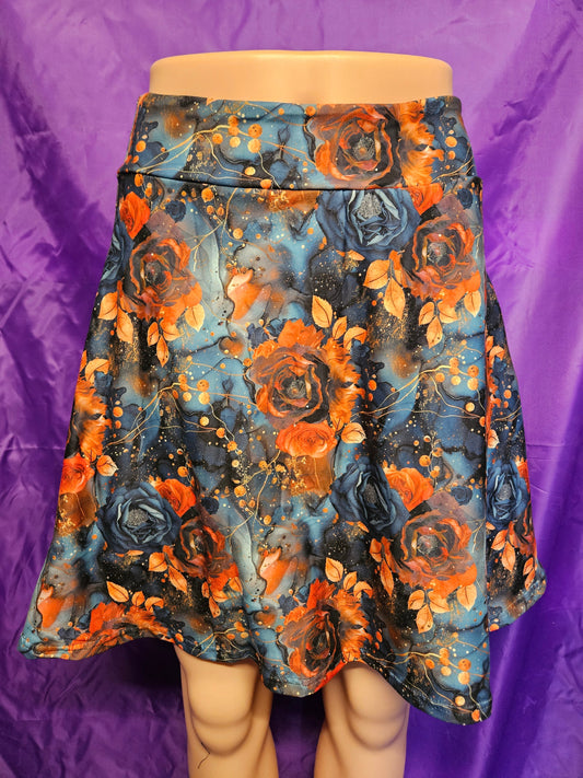 Navy Orange Flowers capris and skorts with pockets