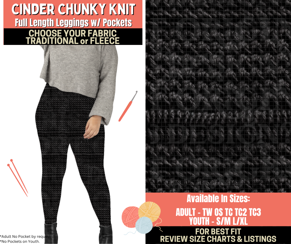 Preorder! Closes 10/1. ETA Dec. Cinder Chunky Knit Leggings Choose Fleece or Traditional
