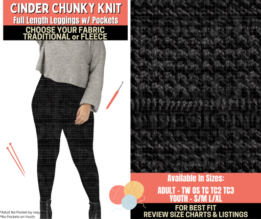 Preorder! Closes 10/1. ETA Dec. Cinder Chunky Knit Leggings Choose Fleece or Traditional