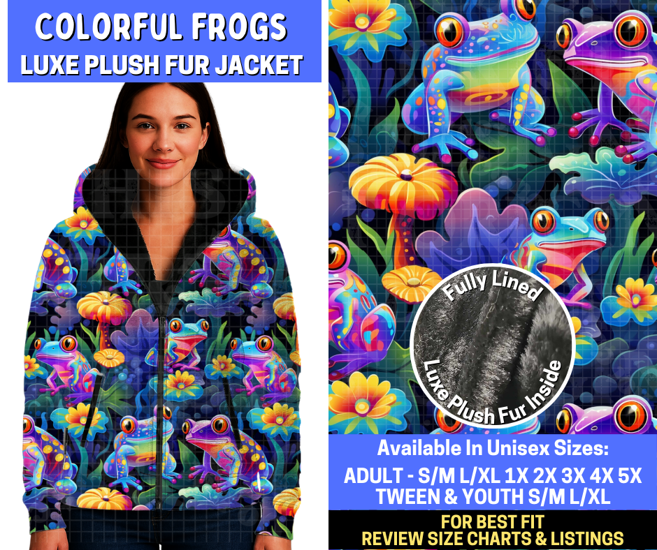Preorder! Closes 10/20. ETA Jan. Colorful Frogs Luxe Fur Jacket