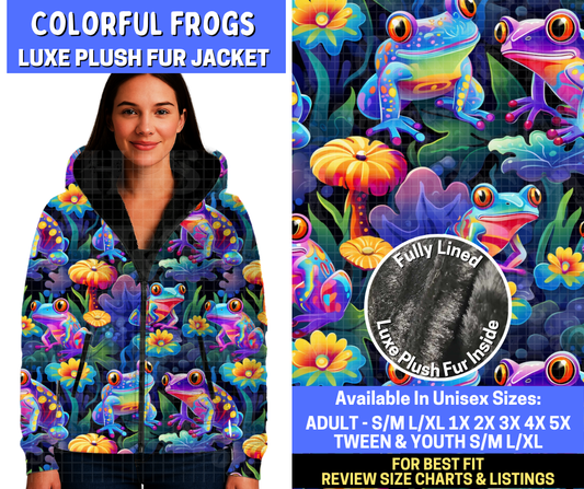 Preorder! Closes 10/20. ETA Jan. Colorful Frogs Luxe Fur Jacket