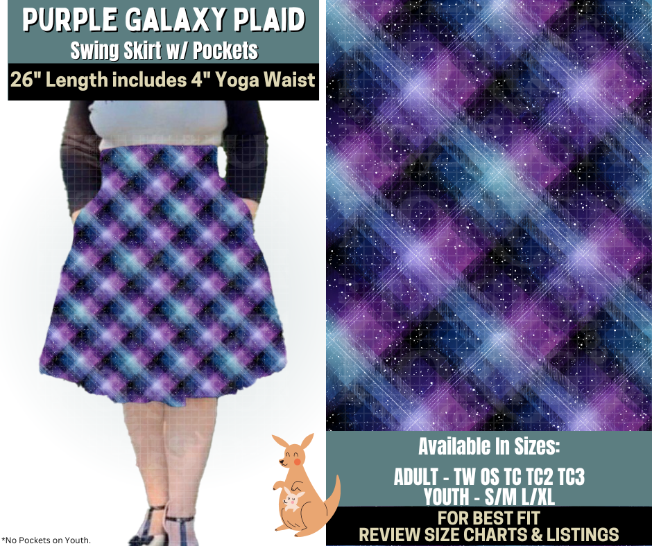 Preorder! Closes 10/2. ETA Dec. Purple Galaxy Plaid Swing Skirt