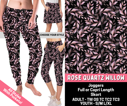 Preorder! Closes 5/28. ETA Aug. Rose Quartz Willow Combo Jogger Lengths & Skort