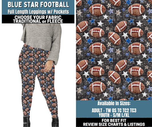 Preorder! Closes 10/13. ETA Jan. Blue Star Football Leggings Choose Fleece or Traditional