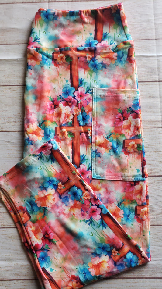Flower cross skorts and capris with pockets