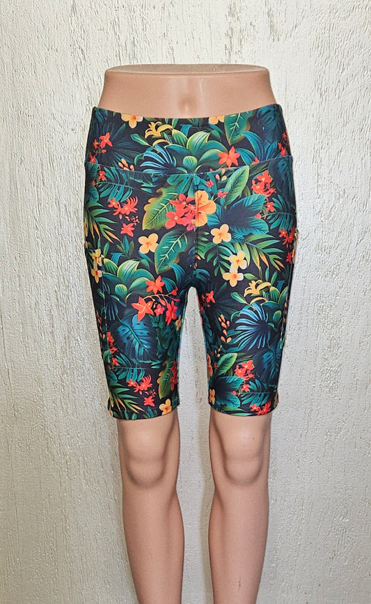 Tropical Jungle capris and bike shorts with pockets