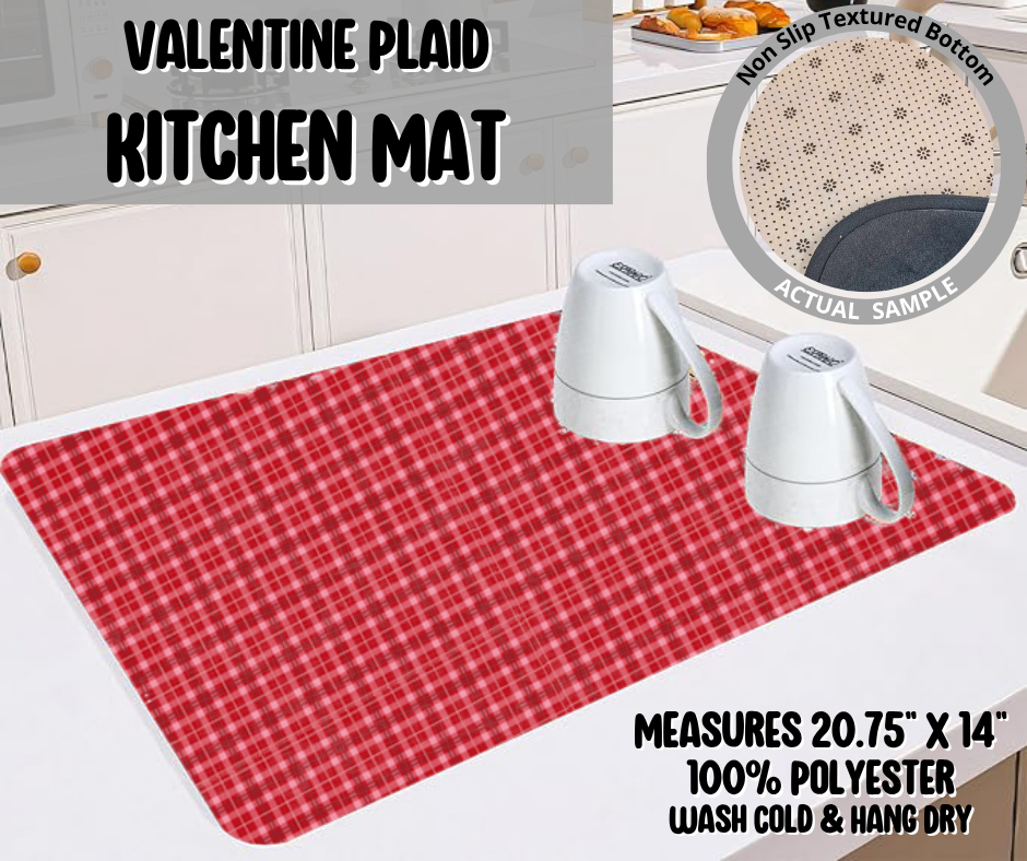 Preorder! Closes 11/26. ETA Feb. Valentine Plaid Kitchen Mat