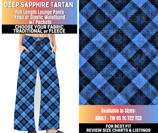 Preorder! Closes 10/15. ETA Jan. Deep Sapphire Tartan Lounge Pants Choose Fleece or Traditional