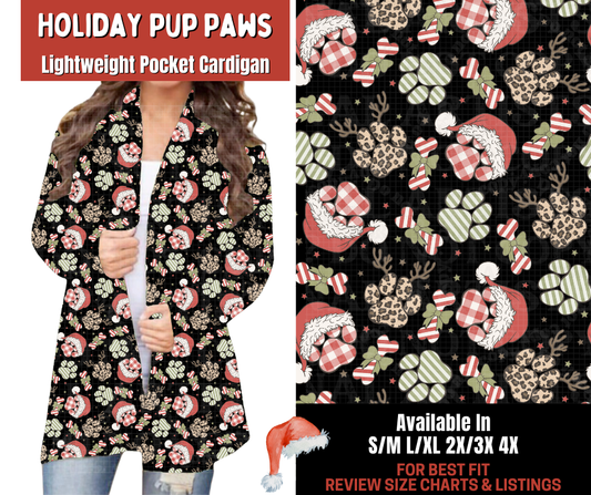 Preorder! Closes 9/24. ETA Dec. Holiday Pup Paws Pocket Cardigan