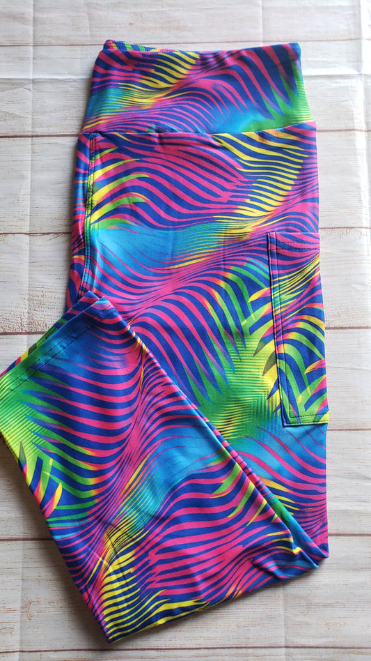 Trippy neon capris with pockets