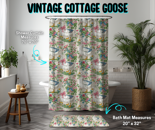 Preorder! Closes 3/26. ETA June. Vintage Cottage Goose Custom Shower Curtain and/or Bath Mat