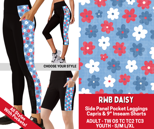 Preorder! Closes 3/19. ETA June. RWB Daisy Combo Side Panel Legging Lengths