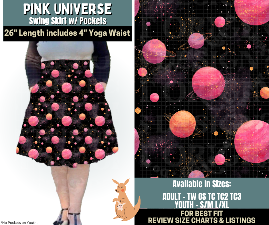 Preorder! Closes 10/2. ETA Dec. Pink Universe Swing Skirt