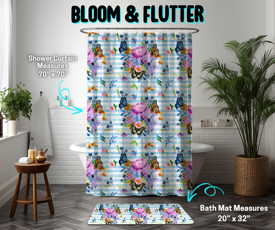 Preorder! Closes 3/26. ETA June. Bloom & Flutter Custom Shower Curtain and/or Bath Mat