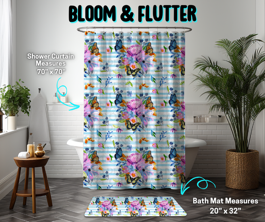 Preorder! Closes 3/26. ETA June. Bloom & Flutter Custom Shower Curtain and/or Bath Mat