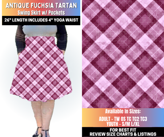 Preorder! Closes 10/15. ETA Jan. Antique Fuchsia Tartan Swing Skirt