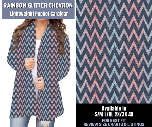 Preorder! Closes 1/8. ETA March. Rainbow Glitter Chevron Pocket Cardigan