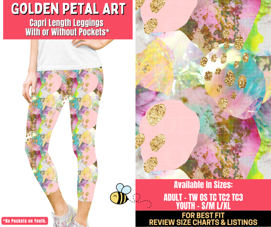 Preorder! Closes 1/28. ETA April. Golden Petal Art Capri Length Leggings w/wo Pockets