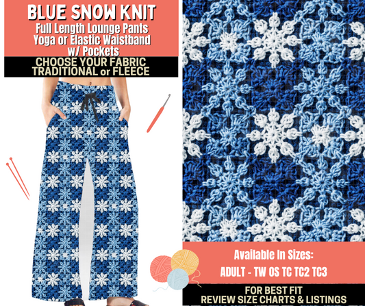 Preorder! Closes 10/1. ETA Dec. Blue Snow Knit Lounge Pants Choose Fleece or Traditional