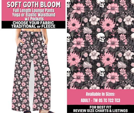 Preorder! Closes 11/19. ETA Jan. Soft Goth Bloom Lounge Pants Choose Fleece or Traditional