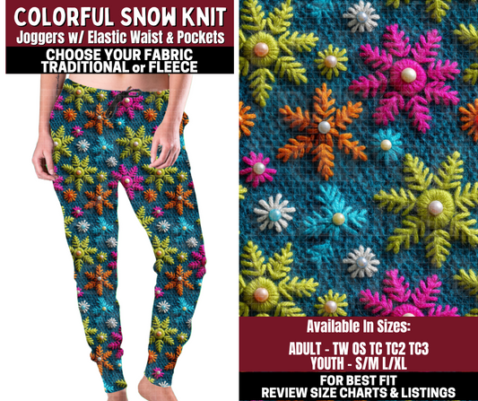 Preorder! Closes 10/22. ETA Jan. Colorful Snow Knit Joggers Choose Fleece or Traditional