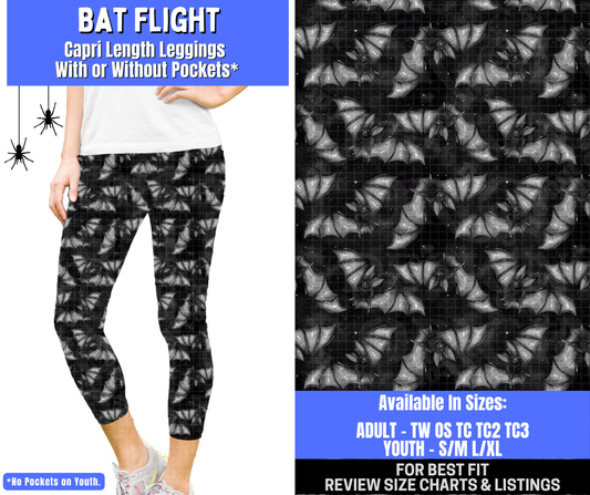 Preorder! Closes 1/26. ETA April. Bat Flight Capri Length Leggings w/wo Pockets