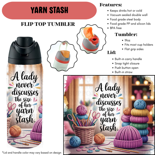 Preorder! Closes 9/18. ETA Dec. Yarn Stash Flip Top Tumbler