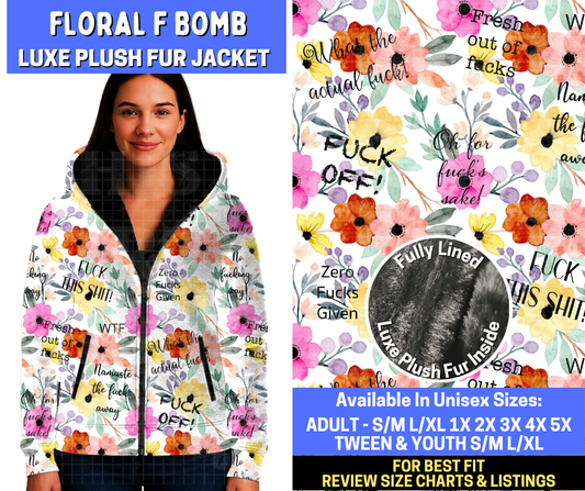 Preorder! Closes 10/20. ETA Jan. Floral F Bomb Luxe Fur Jacket