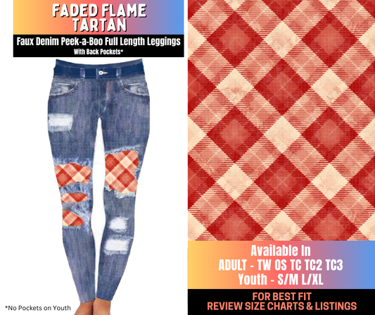 Preorder! Closes 10/15. ETA Jan. Faded Flame Tartan Full Length Faux Denim Peekaboo