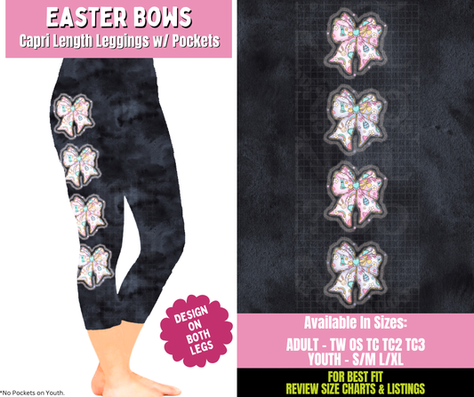 Preorder! Closes 1/21. ETA April. Easter Bows Capri Leggings w/ Side Leg Designs