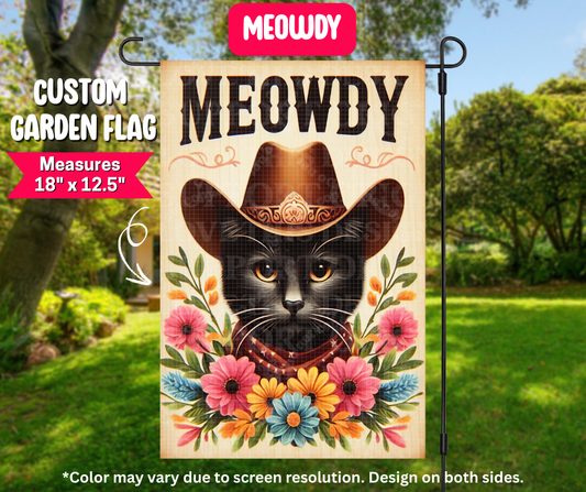 Preorder! Closes 12/25. ETA March. Meowdy Garden Flag