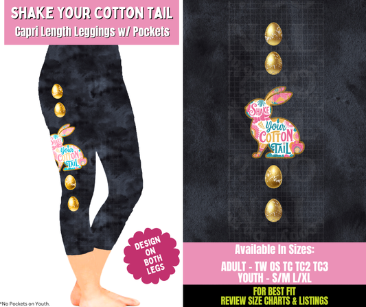Preorder! Closes 1/21. ETA April. Shake Your Cotton Tail Capri Leggings w/ Side Leg Designs