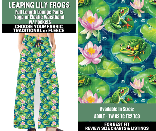Preorder! Closes 12/4. ETA Feb. Leaping Lily Frogs Lounge Pants Choose Fleece or Traditional