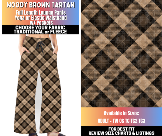 Preorder! Closes 10/15. ETA Jan. Woody Brown Tartan Lounge Pants Choose Fleece or Traditional