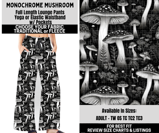 Preorder! Closes 10/6. ETA Dec. Monochrome Mushroom Lounge Pants Choose Fleece or Traditional