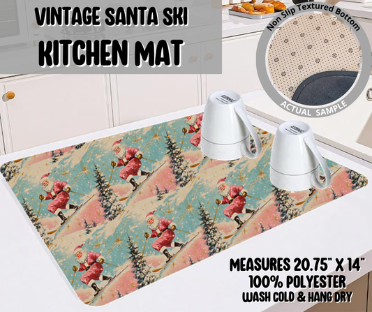 Preorder! Closes 9/10. ETA Dec. Vintage Santa Ski Kitchen Mat