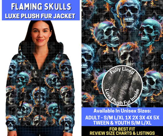 Preorder! Closes 10/20. ETA Jan. Flaming Skulls Luxe Fur Jacket