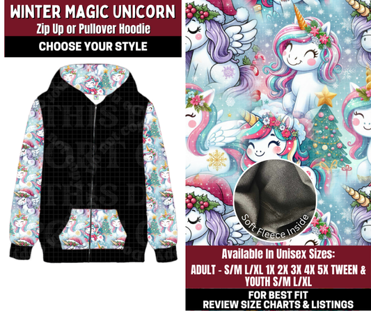 Preorder! Closes 10/22. ETA Jan. Winter Magic Unicorn Zip-Up or Pullover Hoodie
