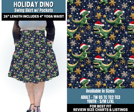Preorder! Closes 10/13. ETA Jan. Holiday Dino Swing Skirt
