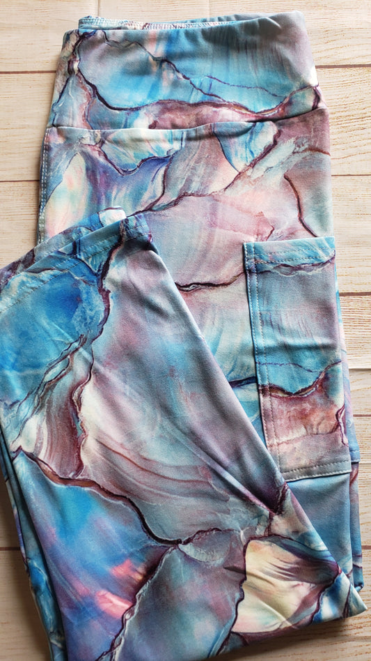 Iridescent shell leggings and capris with pockets