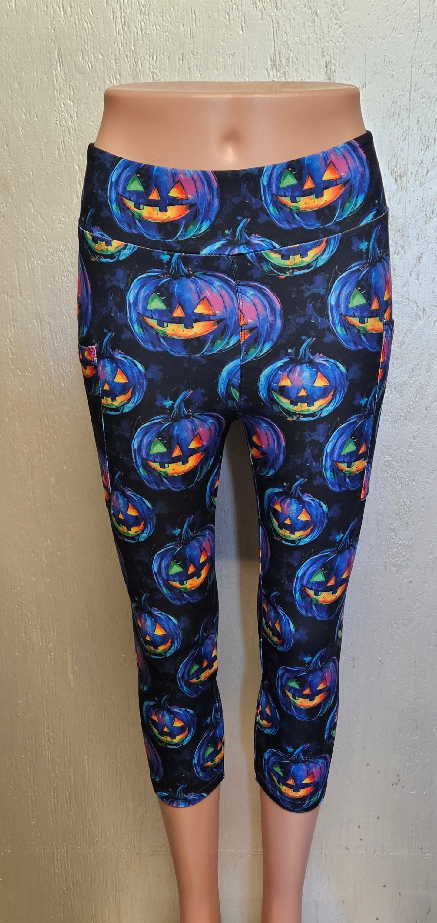Neon Pumpkins leggings and capris with pockets