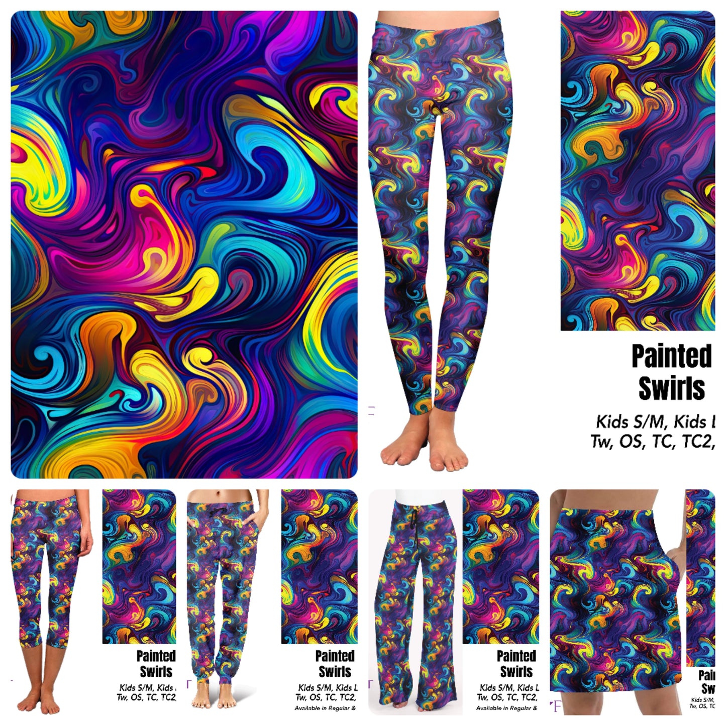 Painted swirls leggings and capris