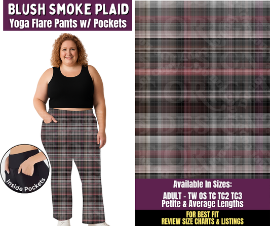 Preorder! Closes 11/4. ETA Feb. Blush Smoke Plaid Yoga Flare Pants