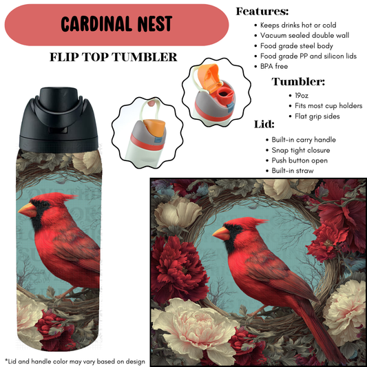 Preorder! Closes 9/18. ETA Dec. Cardinal Nest Flip Top Tumbler