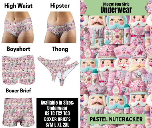 Preorder! Closes 8/25. ETA Nov. Pastel Nutcracker Hipster, High Waist, Boyshort, & Thong Underwear & Boxer Briefs